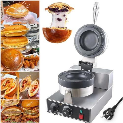 Burgermaker Elektrisch - Ufo Hamburgerpresse 1300W Antihaft-Burger Maschine 50-300°C Temperaturregelung 0-5 Minuten Zeiteinstellung, Eiscreme Burger Maker Heimgebrauch und Gewerbe (Einkopfmaschine)