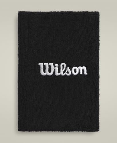 Wilson Wide Terry Schweißband, Hochelastischer Stoff, Ideale Feuchtigkeitskontrolle und Komfort, Schwarz, Einheitsgröße