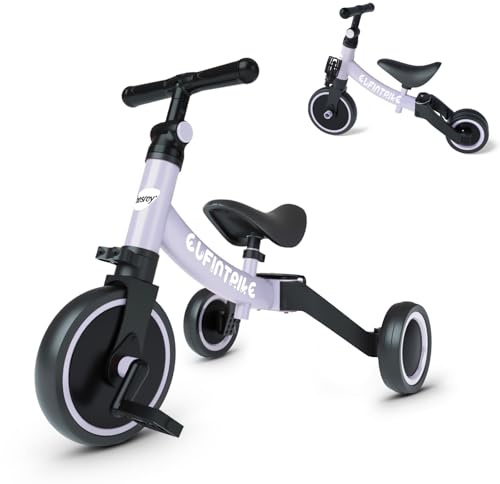 besrey Tricicli 5 in 1 Triciclo per Bambini da 1 a 5 Anni,Triciclo Senza Pedali,Bicicletta Senza Pedali, Viola Lavanda