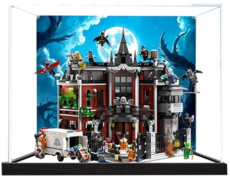 Acrylic Display case, Compatible with Lego 76300 Arkham Asylum Set,Dustproof, Storage Box,Compatible with 76300(Display Box only, kit not Included) (Mirror-Backed Spray)
