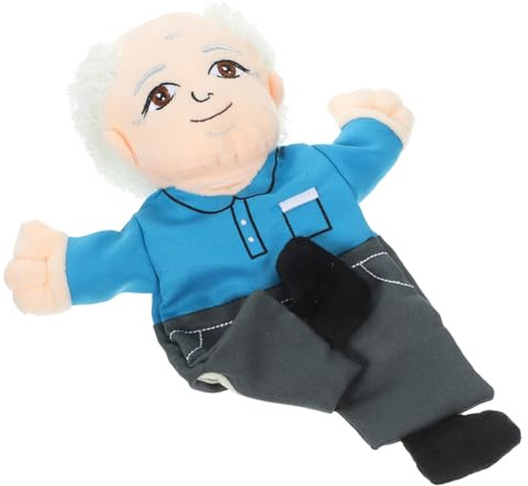 ORFOFE Handpuppe Großvater Plüsch Figur Handspielzeug Für Erwachsene Storytelling Pädagogische Interaktive Kasperletheater Handpuppen