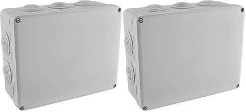DEBFLEX - Caja de Derivación Estanca IP55 - Para Conexión Segura de Cables - Se Fija en la Pared en Superficie - Gris - 220 x 170 x 90 mm (Paquete de 2)
