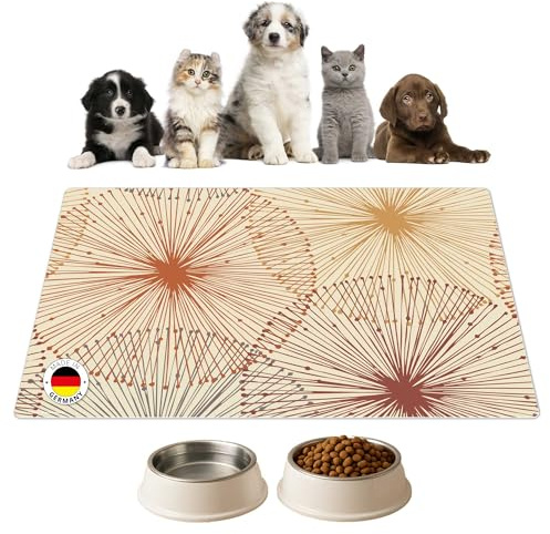 Napfunterlage | Futtermatte für Hunde und Katzen „Chinesisches Muster “ aus Premium Vinyl - 60x40 cm – rutschhemmend, abwaschbar, reißfest - Made in Germany