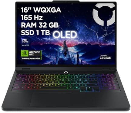 Lenovo Legion 5 Gaming Laptop - Display OLED WQXGA 16 165Hz, NVIDIA GeForce RTX™ 5070 8GB, Intel Core Ultra 9 275HX, RAM 32GB, SSD 1TB, Windows 11 Home, Tastiera RGB italiana - Eclipse Black
