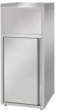 Générique Poubelle Snack Inox Professionnelle 60L – Ouverture Frontale – Acier Inoxydable – Fast Food, Restaurant, Collectivité – 500x530x1200 mm