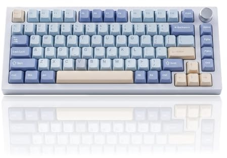 LAGWKX 75% Wired Gaming Mechanical Keyboard with Volume Knob, Gasket Mount Hot Swappable Keyboard, Pre-lubed Linear Switch, RGB Backlit, PBT Keycaps (White)