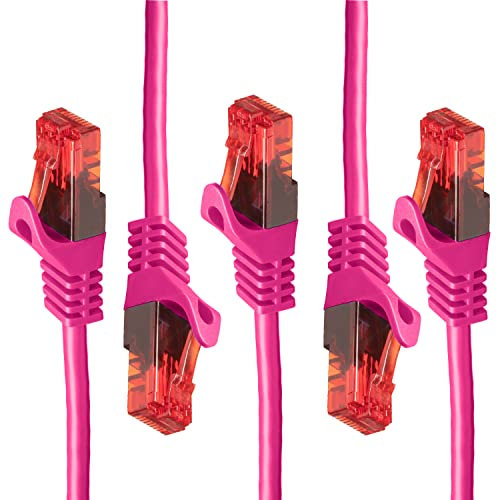BIGtec - 5 Stück - 1m Gigabit Netzwerkkabel Patchkabel Ethernet LAN DSL Patch Kabel pink (2x RJ-45 Anschluß, CAT.5e, kompatibel zu CAT.6 CAT.6a CAT.7) 1 Meter