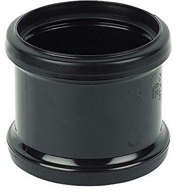 110MM Push Fit Double Socket Coupling - Black Soil Pipe and Ring Seal Fittings