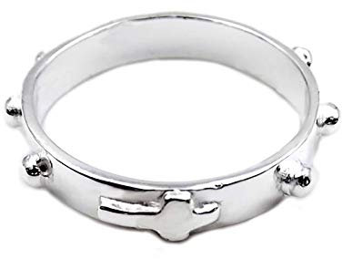 Ring für Frau aus 925 Silber ‰ Verlobungsring Rosenkranz Überqueren Religiöse Herren O Unisex - Silber