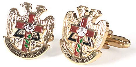 THE MASONIC COLLECTION - Scottish Rite Gold Plated Masonic Cufflinks - Rich Enamel Colours - Rose Croix & Eagle Shaped - Freemason Gifts for Men