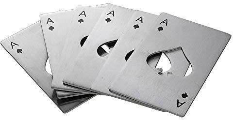 Vareone 6 Pcs Set of Stainless Steel Bottle Opener, Poker Beer Bottle Opener