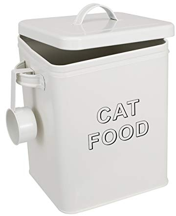 Cat Food Storage Container Farmhouse Pet Food Storage Containers with Lid and Scoop, Perfect Vintage Durable Canister Treats Tin for Kitchen Countertop, Shelf, Great Gift for Pet Owners - Cat Food