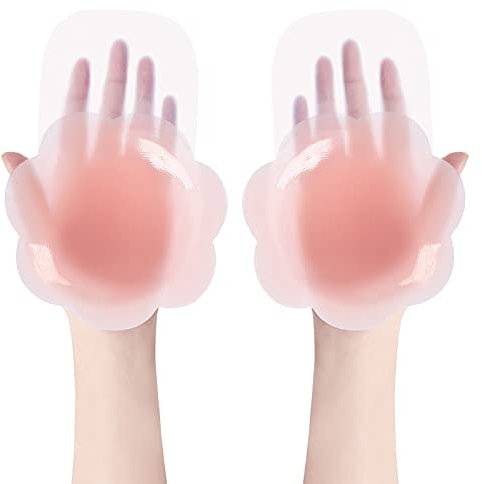 Dealswin Nippleless Covers 13 cm Silikon wiederverwendbare Brustlift-Pasties für A-D Cup, hautfarben, Large