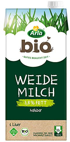 Arla BIO Haltbare Weidemilch 3.8% Fett, Bio H-Milch aus artgerechter Tierhaltung, 12x1 l
