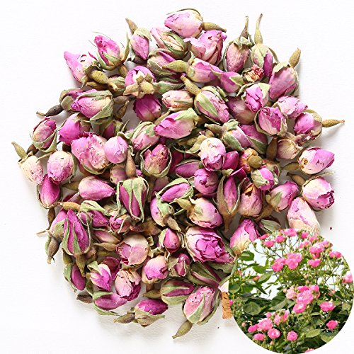 TooGet Rose Naturel Parfumé Rose Bourgeons Pétales de Rose Séchés Damas Séchés en Gros, de Qualité Alimentaire Culinaire - 60g
