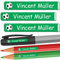 INDIGOS UG - Namensaufkleber Kinder Schule - 49x7 mm - personalisierbar - 012 - Fußball - 88 Sticker - Namensschilder personalisiert - Aufkleber selbst gestalten - Stifte, KITA, Federmappe