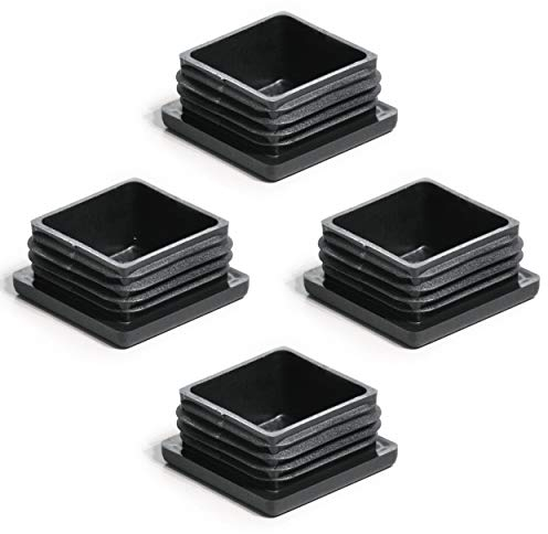 Enkotrade 4 Stück Lamellenstopfen für Vierkantrohre, 60x60 mm, Rohrabdeckung aus hochwertigem Polyethylen Kunststoff, Stopfen, Endstopfen, Kappen, Gleiter | Rohrstopfen Quadratisch