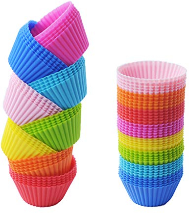 Tvoip Mini Muffin Pan - Reusable Silicone Cupcake Molds 2in 24 Pack - Small Baking Cups Truffle Cake Pan Set Nonstick in (Random 6 Colors)