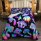 Pilz-Bettwäsche-Set für Twin, Kawaii, Trippy, botanisches Bettwäsche-Set, psychedelische Pflanzendaunen, für Kinder, Mädchen, Teenager, Frauen, Cartoon, Steppdecken-Set mit 1 Kissenbezug, Schwarz
