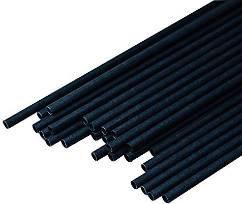 GREENBOX Lot de 250 pailles en papier, 20 cm, 5 mm de diamètre, biodégradables, noires, roulées verticalement, pour fêtes, cocktails