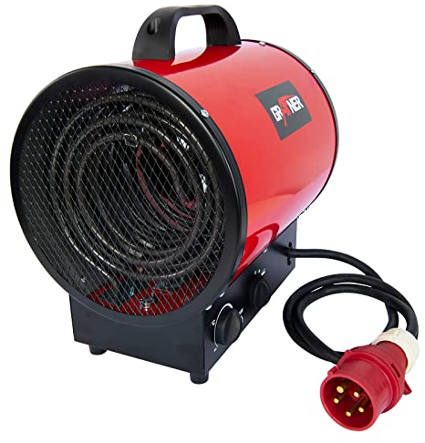 Grafner Elektro Turbo Heizgeläse 9 kW, Starkstrom 400 Volt, mit Thermostat, 3 Heizstufen, kraftvoller ruhiger Lüfter, kondensatfreie Wärme, kein Sauerstoffverbrauch, Bau Heizer elektrisch Baustelle