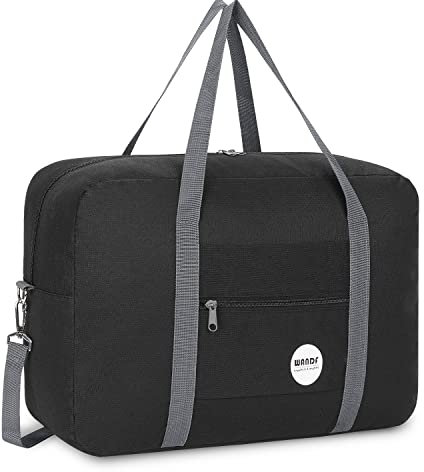 Cabin Bag 45x36x20 for Easyjet Airlines Underseat Travel Bag Holdall Bag Carry on Hand Luggage Weekend Bag for Women and Men (Black 25L with Shoulder Strap)