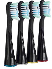 Meriden Ersatzbürsten Bürstenaufsatz Bürstenkopf für Schallzahnbürste passend für Meriden Sonic+ Professional Aufsteckbürsten 4er Pack in schwarz