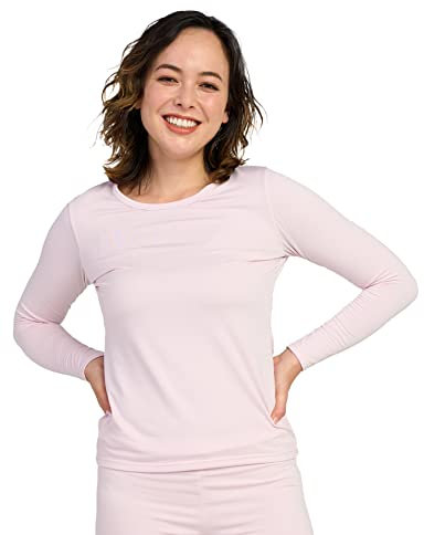 LAPASA Haut Thermique Femme Maillot de Corps à Manches Longues sous-Vêtements Chauds Thermoflux Automne/Hiver L15 Rose Layette (1 Haut, Fin) XS
