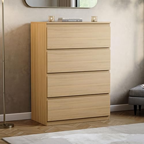 Vida Designs Denver 4 Drawer Chest of Drawers | Pine | Space-Saving Storage | 96H x 70W x 40D cm | Minimal | Smooth Metal Runner | Engineered Wood | Modern Bedroom Chest of Drawers Unit