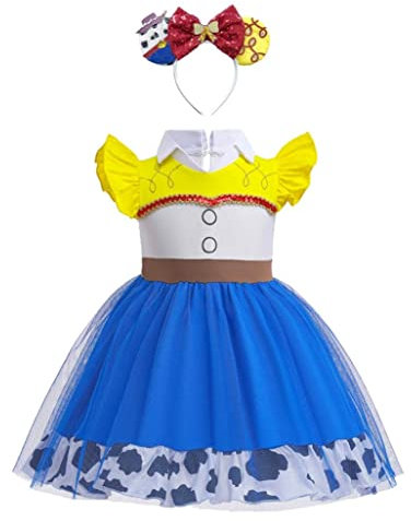 Lito Angels Deguisement Robe Jessie pour Bebe Fille avec Bandeau Cheveux, Anniversaire Fete Carnaval Costume Coton Casual Ete, Taille 12-18 mois (étiquette en tissu 90)
