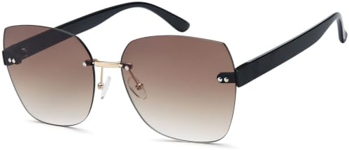 styleBREAKER Lunettes de soleil pour femme sans monture avec verres rectangulaires teintés en polycarbonate et branches en plastique 09020145