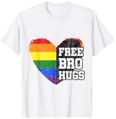 Free Bro Hugs Mug Funny Rainbow Pride Month Coffee Cup For G T-Shirt