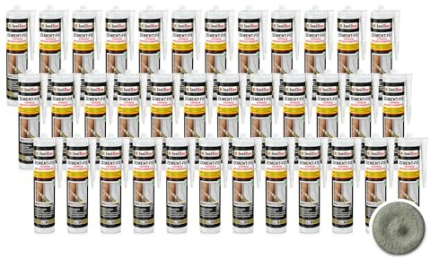 Isolbau Zement-Fix 36 x 300 ml Zementgrau Express Reperaturmörtel - Dichtungsmasse für Fugen & Risse im Innen- & Außenbereich, Kartusche