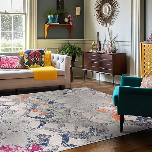 Mazovia Bunte Teppiche - Vintage Bunt Teppich für Wohnzimmer, Esszimmer, Schlafzimmer - Kurzflor Niedrigflor Pflegeleicht Oeko-TEX - Multi Mehrfarbig - Versch. Größen - 120 x 170 cm