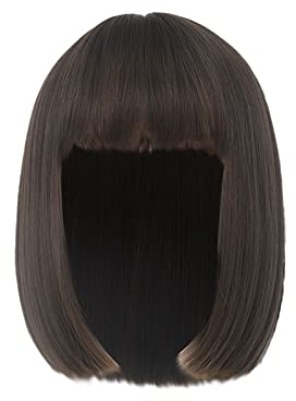 Festival Accesorios Peluca Peluca de Onda Corta, Pelo Liso, Natural y Esponjoso, Pelo Corto Ondulado Femenino Cabello Humano Peluca Festival Gadget (A, Talla única)