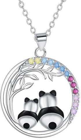 Hifeeled Panda Kette Tier Damen 925 Sterling Silber Mutter und Tochter Halskette Original Frauen Schmuck Geschenke für Mutter Ehefrau Tochter