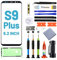 Tpyag Écran avant pour Samsung Galaxy S9 Plus 6,2, kit de réparation avec colle imperméable (pas LCD ni numériseur tactile)