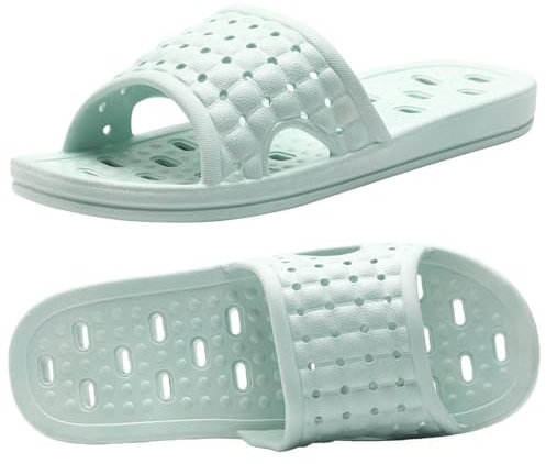 Pantofole da Bagno con Fori di Drenaggio, Pantofole Antiscivolo ad Asciugatura Rapida Pantofole da Bagno per Dormitorio Domestico Unisex Verde Chiaro EU 39-40