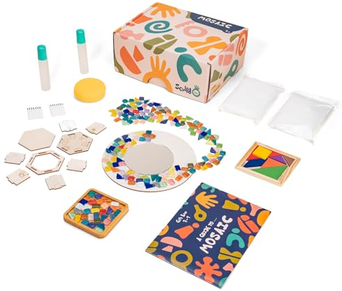 Sculpd Mosaic Kit - Create Your Own Mirror, Trinket Pot and Drink Coaster Mosaics - Includes Tangram Tile Game, Craft Supplies - Mosaic Kits for Kids Birthday Gift Age 7+, Arts & Crafts for Girls 8-12