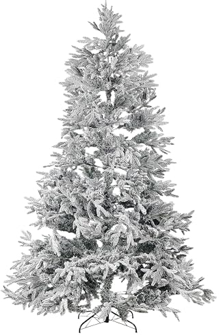 Albero di Natale Artificiale Bianco Innevato Base Metallo PVC 210 cm