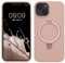 kalibri Hülle kompatibel mit Apple iPhone 13 / iPhone 14 Hülle - Silikon Case kompatibel mit MagSafe - Cover mit Stand Fingerhalter Altrosa