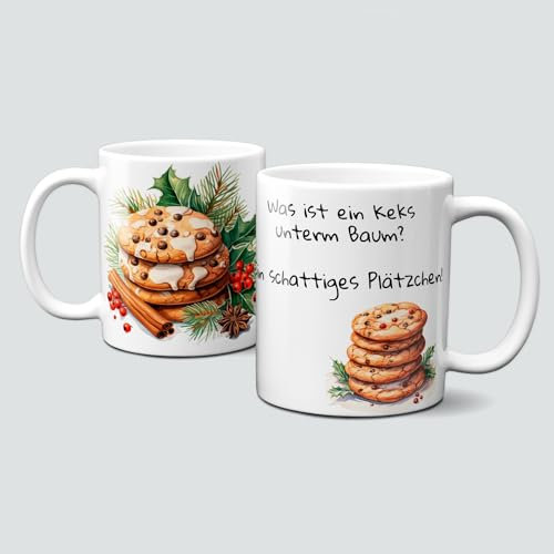 online-hut - Tasse - Kaffeebecher - Weihnachtstasse - Weihnachten - Sprüchetasse - Plätzchen unterm Tannenbaum - W-12