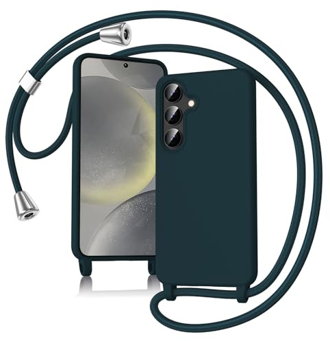 Keteen Handyband Hülle für Samsung Galaxy S24 Handyhülle mit Band Slim Silikon Galaxy S24 hülle mit Abnehmbar Kordel Stossfest Cover zum Umhängen Necklace Handyhülle für Samsung Galaxy S24-Dunkelgrün