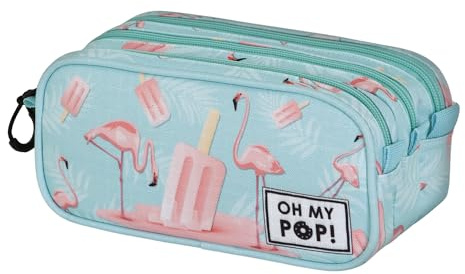 Oh My Pop! Ice Flamingo-Fan Trick-Federmäppchen 2.2, Türkis, 23 x 11 cm