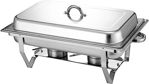 ZAJCI Servidor y Calentador de Buffet para Catering - Calentador de Alimentos para Eventos de Catering con Marco Plegable, Recipiente para Comida, Rejilla para Combustible y Tapa (Un Solo Lavabo 9