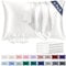 Vielit Satin Pillowcase for Hair and Skin Cooling,Soft as Silk Pillowcase for Hair and Skin,Easier Care than Silk Pillow Cases 4 Pack White Ivory 50x75cm Gifts for Women Envelope & 2 Scrunchies