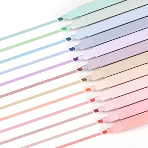 EooUooIP Ästhetische Textmarker Stifte, 12 Farben Breiter und Feiner Spitzen Textmarker Set, Doppelpastell Textmarker Stifte, für das Journal