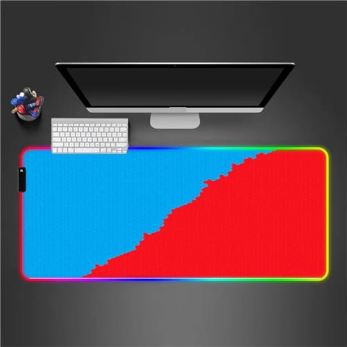 RGB Tapis de Souris Gaming Grand Tapis de Souris XXL 900x400x3mm 14 Modes d'éclairage LED Lumineuse Tapis de Souris Mouse Pad Rétroéclairage pour Gamer Clavier PC, Bleu Rouge