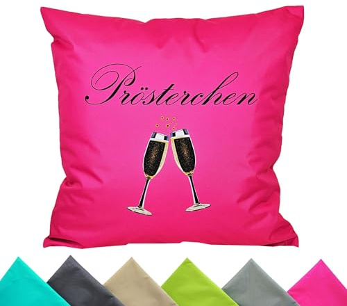 JACK 1x 50x50cm Outdoor Kissenhülle Motiv Bezug Wasserabweisend Sitzkissen Garten Stuhl Lotus Effekt lustig, Farbe:Prösterchen