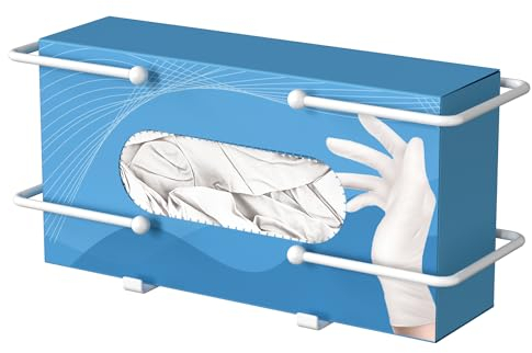 Glove Box Dispenser Wall Mount: White Glove Holder for Disposable Glove Box & Tissue Box, Glove Box Organizer for Lab, Kitchen, Medical Glove Holder on Wall